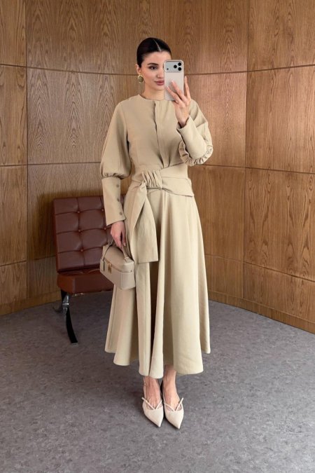 طقم تنورة بيج  أنيق